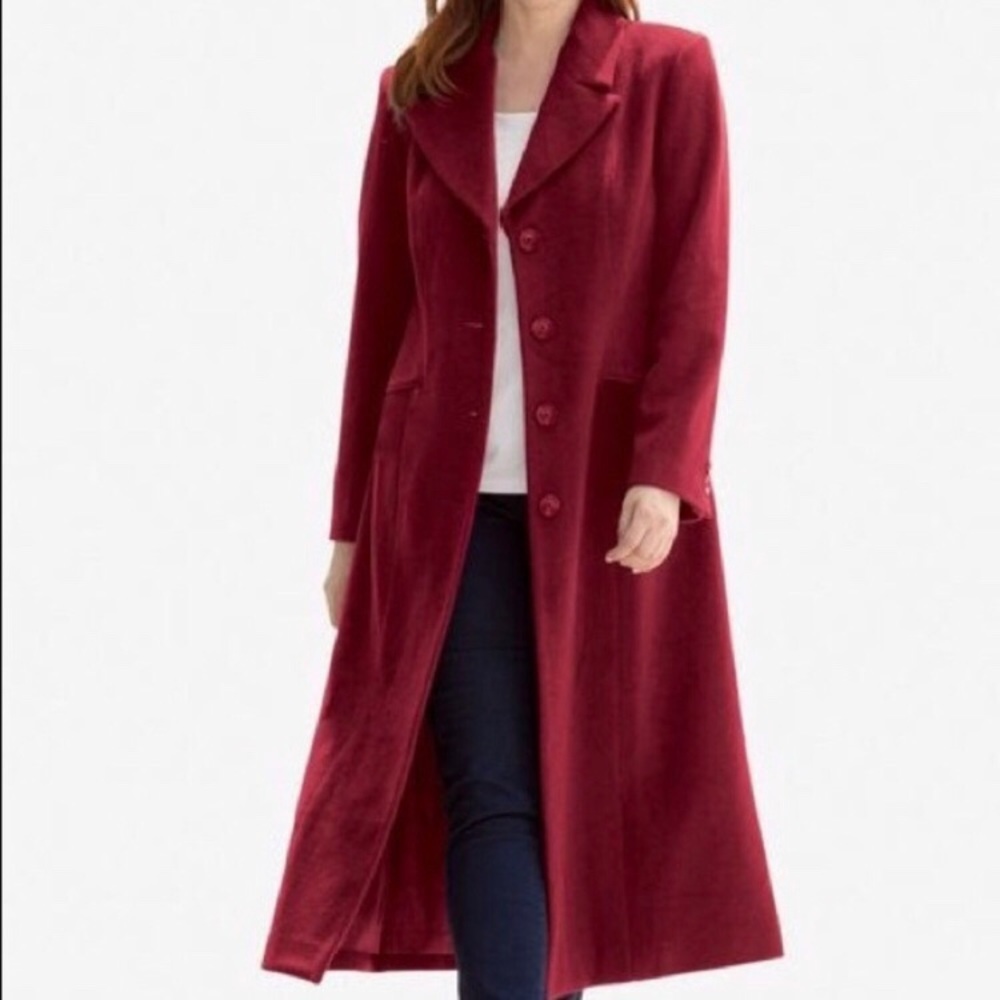 Jessica London - NWT Burgundy Long Wool Peacoat!